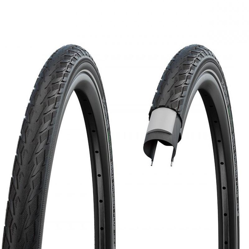 Cubierta Schwalbe Delta Cruiser Plus HS431 Active PunctureGuard TwinSkin Rígida Negro Reflectante