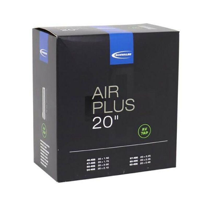 Cámara Schwalbe AV7L-AP Air Plus Válvula Standard 40mm 20x2.10 Negro