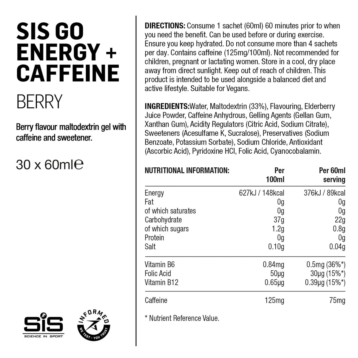 SIS GO Gel Energético/Cafeína 60ml Bayas/Cafeína #3