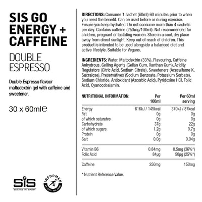 SIS GO Gel Energético/Doble Cafeína 60ml Doble Espresso/Cafeína #3