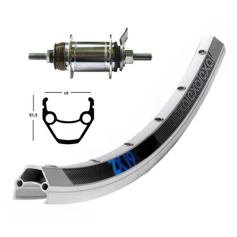 Rueda Trasera Winora Exal ZX19 Buje Dinamo Shimano DH3N80 Cierre Rápido 109mm Negro/Plata