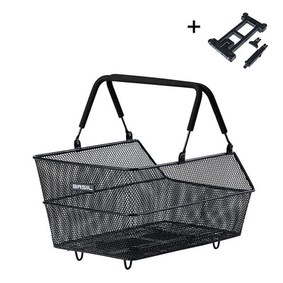 Cesta Trasera Basil Cento Placa MIK 24x39x13.5cm Acero Negro